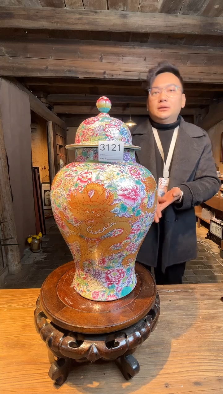 【闪购商品】瓶景德镇陶瓷珐琅彩将军罐3121