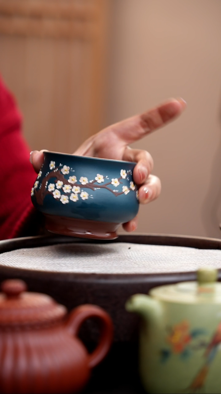 【闪购商品】紫砂茶壶民国绿粉浆将军杯梅花