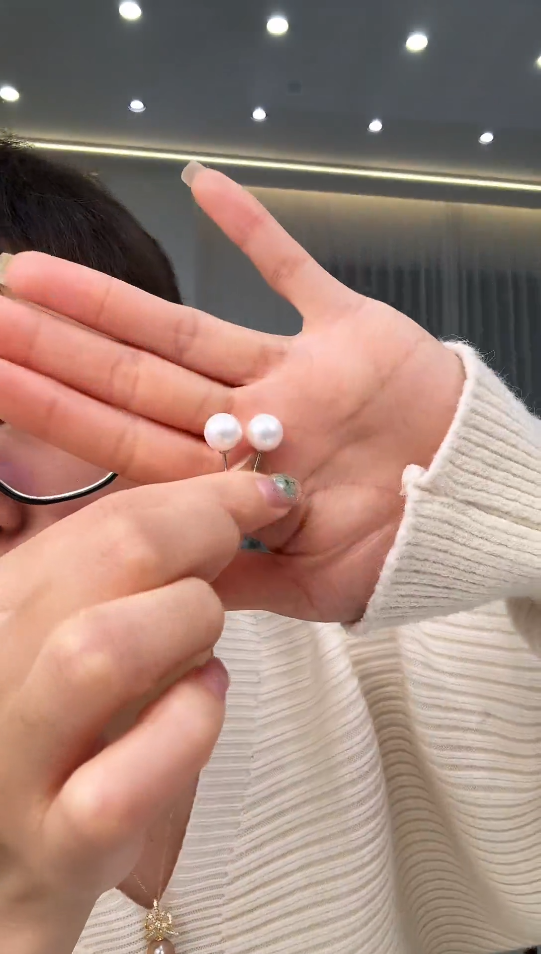 银S925镶嵌耳饰淡水珍珠银款淡水珍珠耳饰