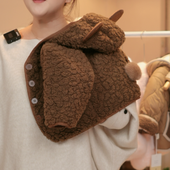 【云朵小熊】秋冬薄款外套2025秋冬新款男女童可爱毛毛衣外套兄妹装