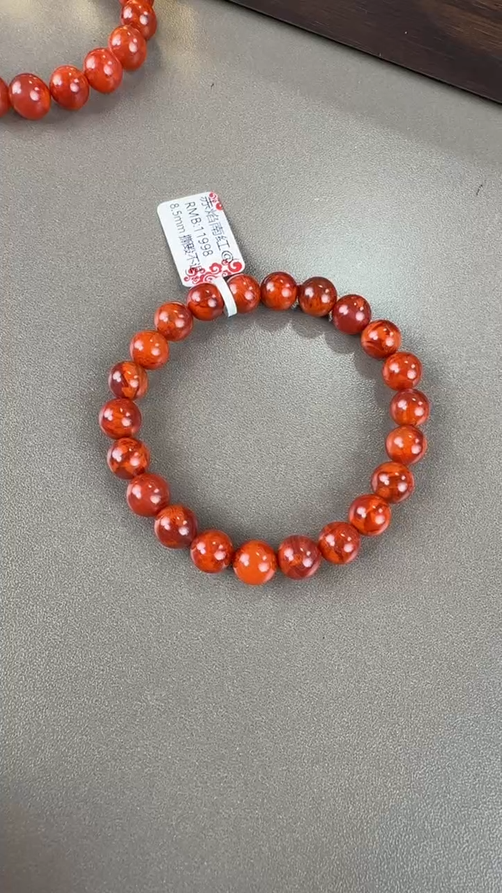 未镶嵌手链南红玛瑙原矿南红火焰纹8.5mm