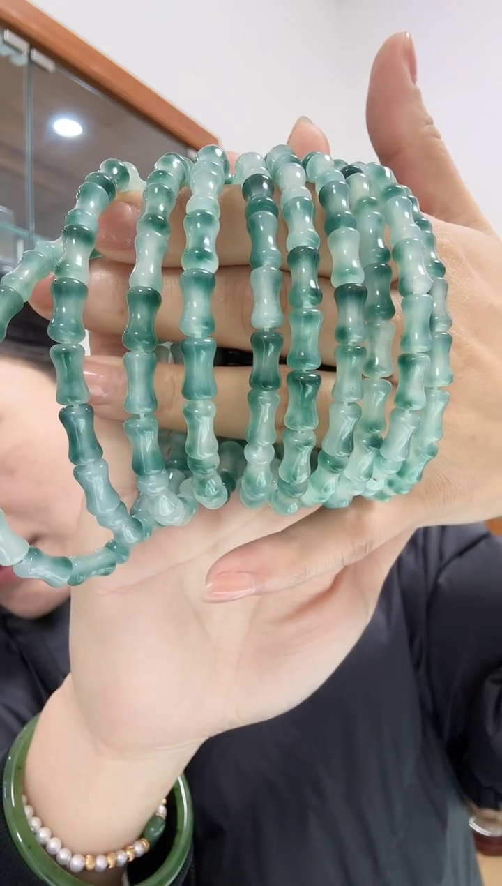 未镶嵌手链石英质玉天青冻竹节单圈手链多样性发一件