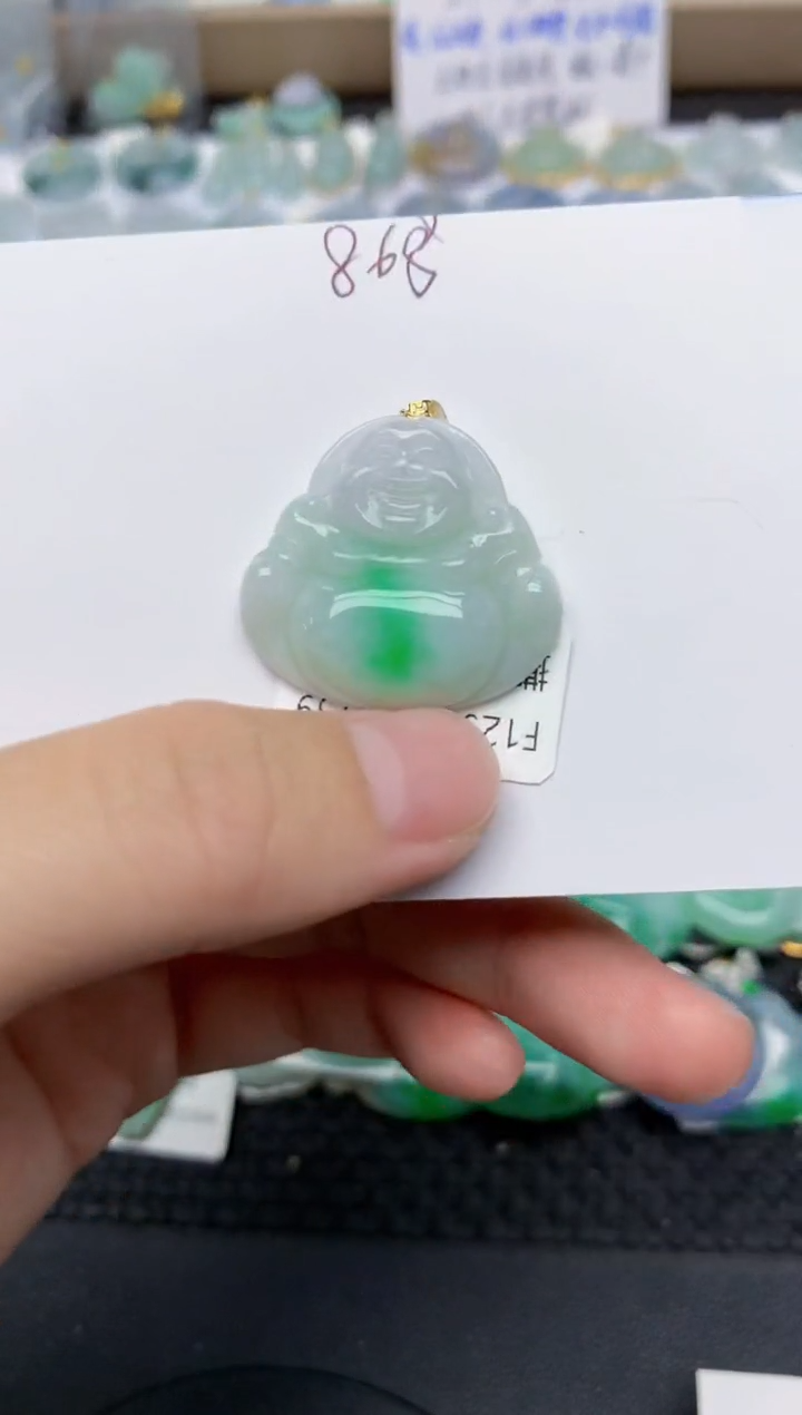 翡翠18K金镶嵌颈饰天然缅甸A货翡翠