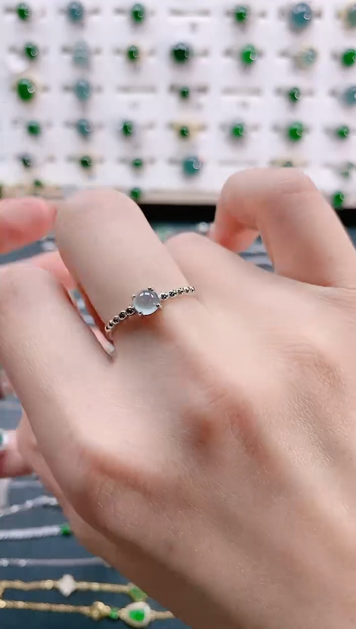 【闪购商品】翡翠戒指银S925镶嵌天然翡翠