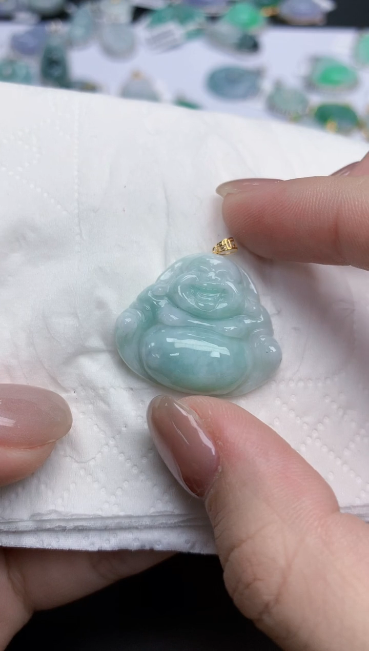 【闪购商品】翡翠颈饰18K金镶嵌天然缅甸翡翠A货
