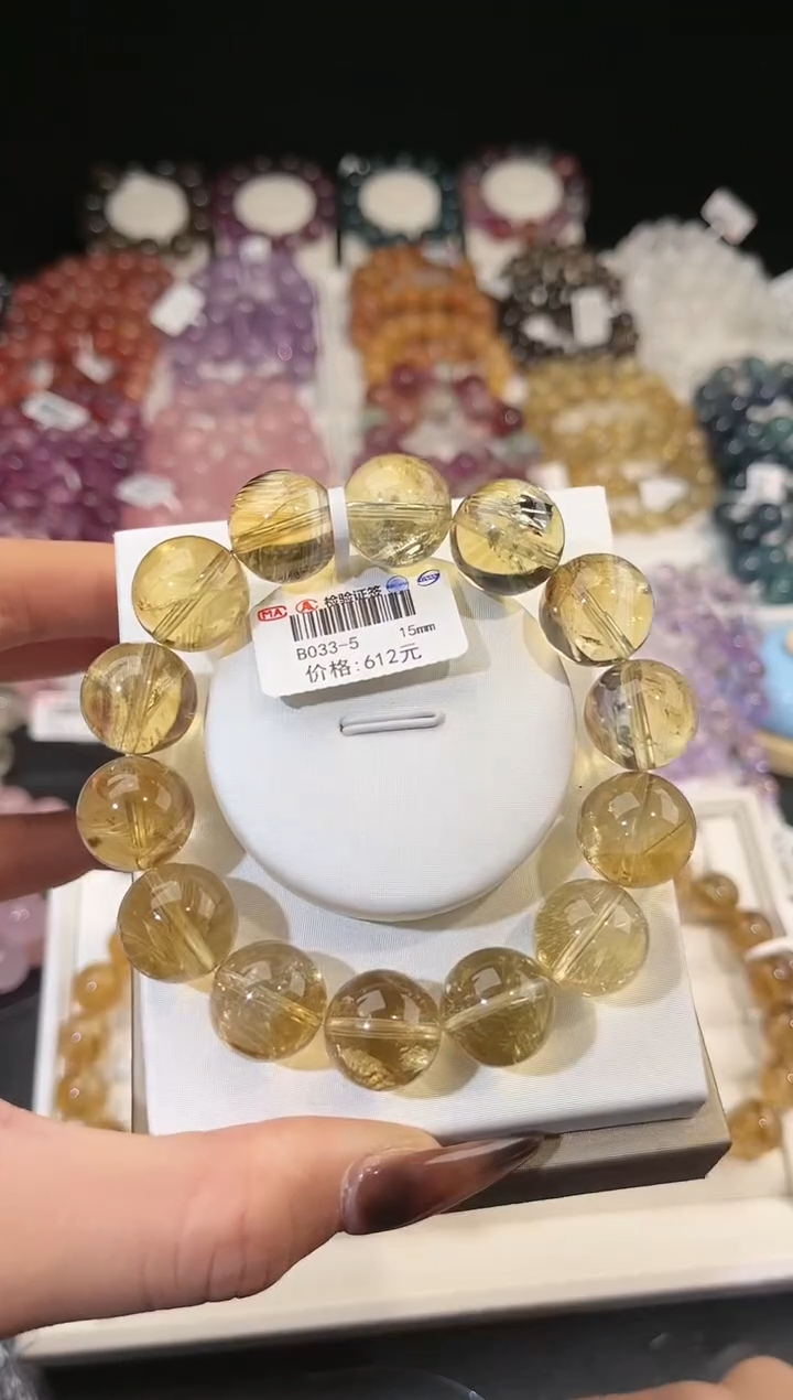 【闪购商品】水晶手链未镶嵌多样性发一黄阿赛15mm