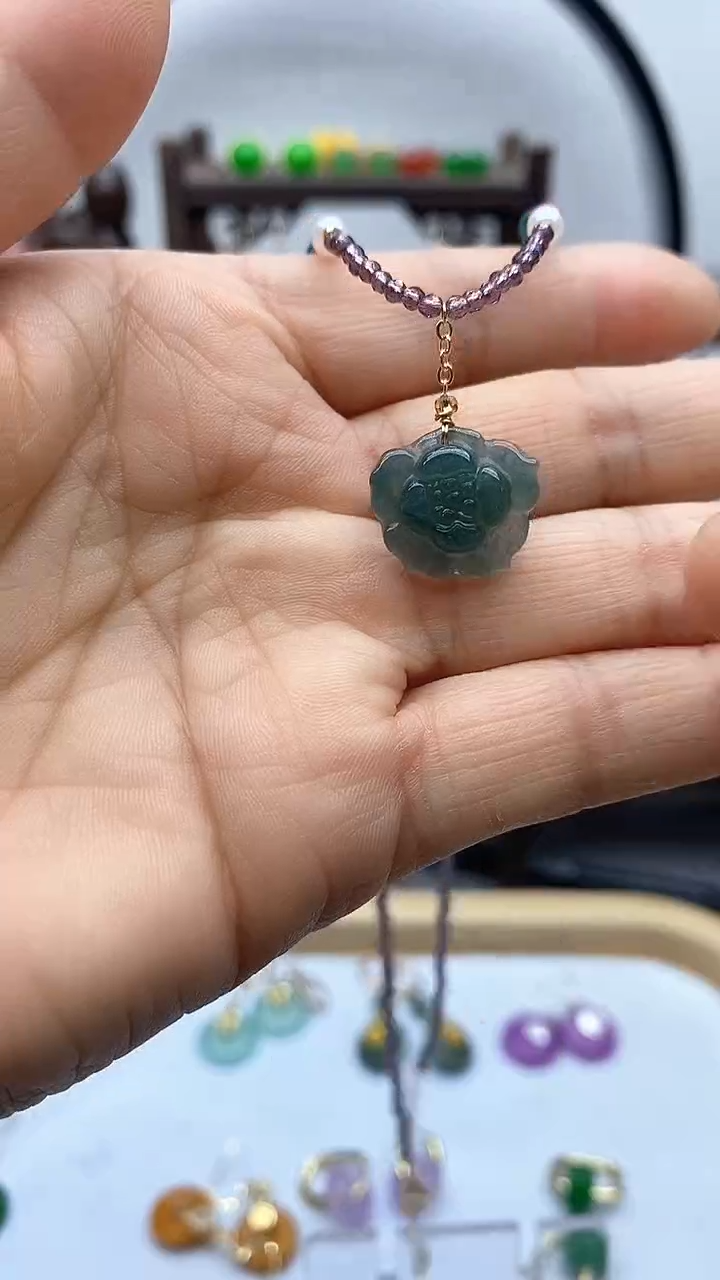 翡翠14K金镶嵌吊坠(赠链)330