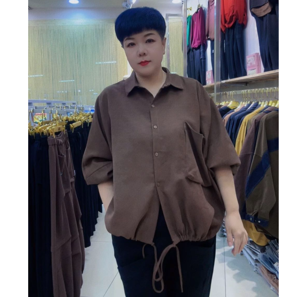 160-230斤  春秋休闲时尚宽松百搭欧版衬衣