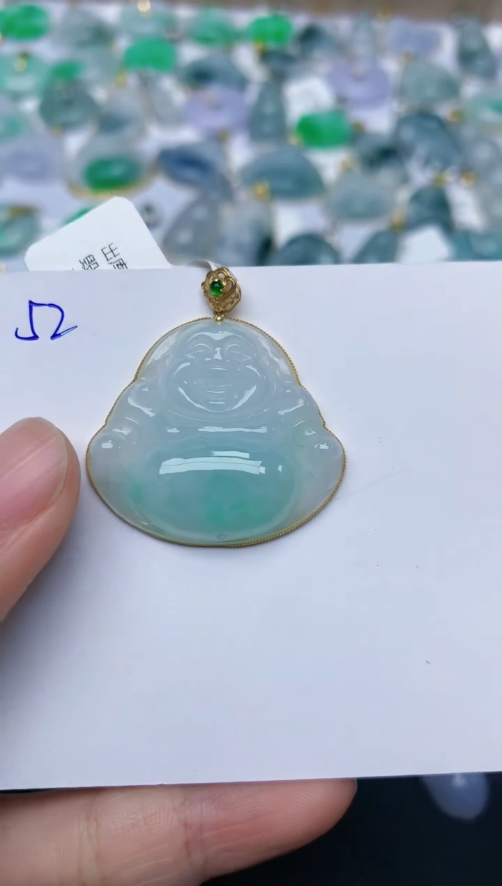 【闪购商品】翡翠颈饰18K金镶嵌天然翡翠A货    