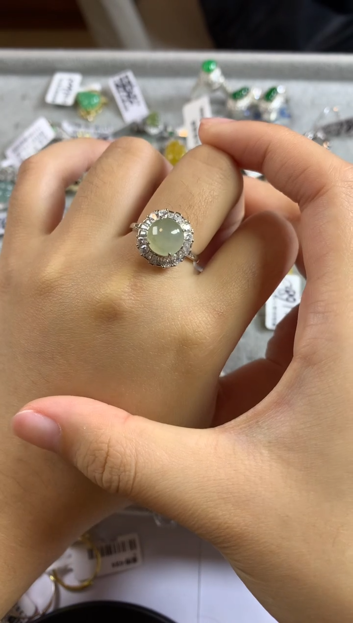 银S925镶嵌戒指翡翠2