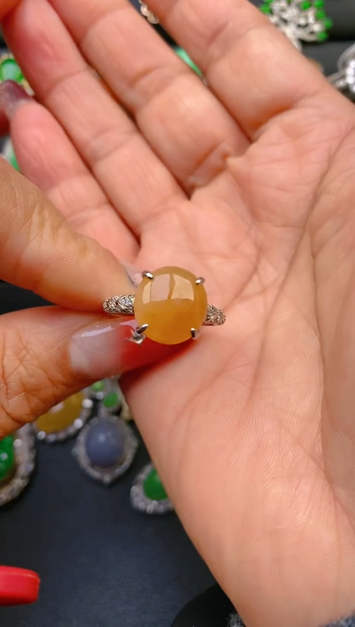 【闪购商品】翡翠戒指银S925镶嵌天然A货翡翠1