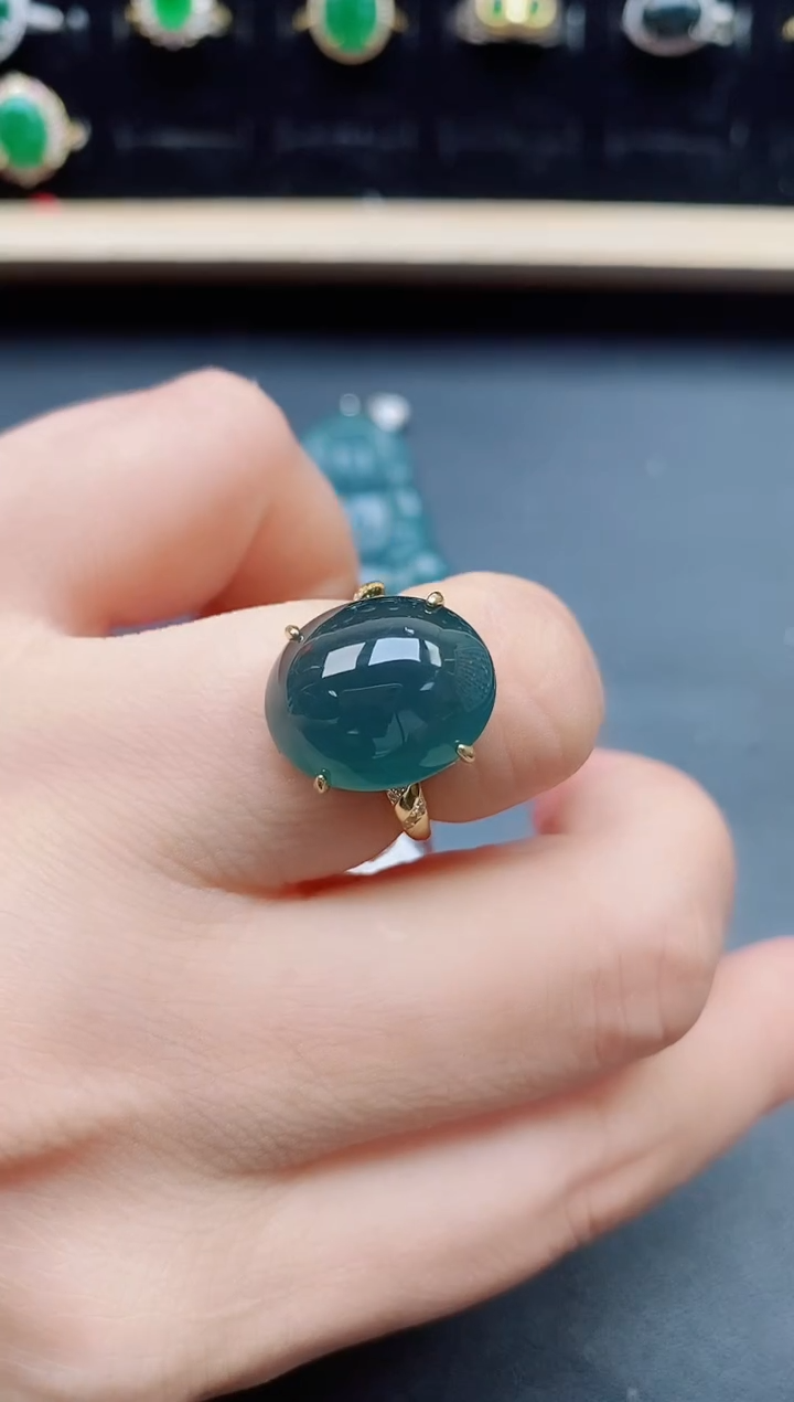 翡翠戒指银S925镶嵌21321