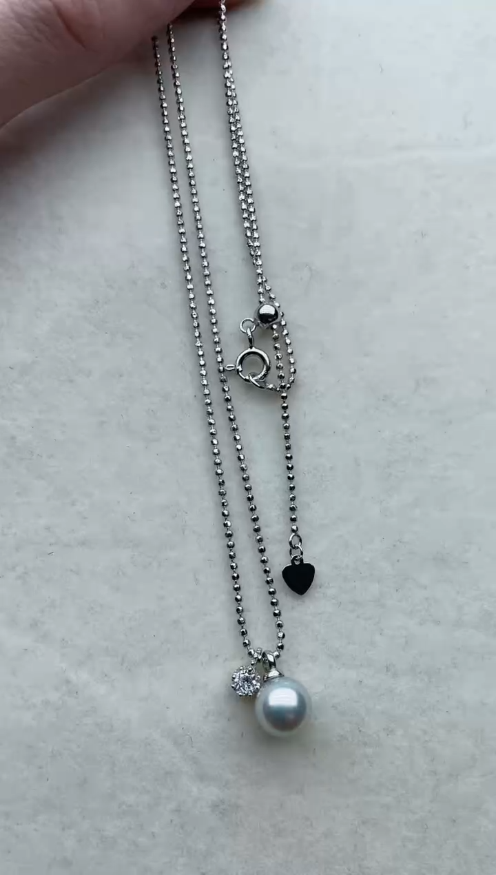 【闪购商品】海水珍珠套链银S925镶嵌90