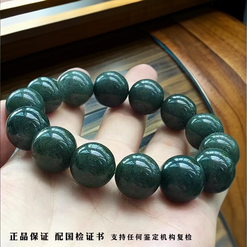 天然巴西老矿绿幽灵满绿盆满钵满滴水不漏手串