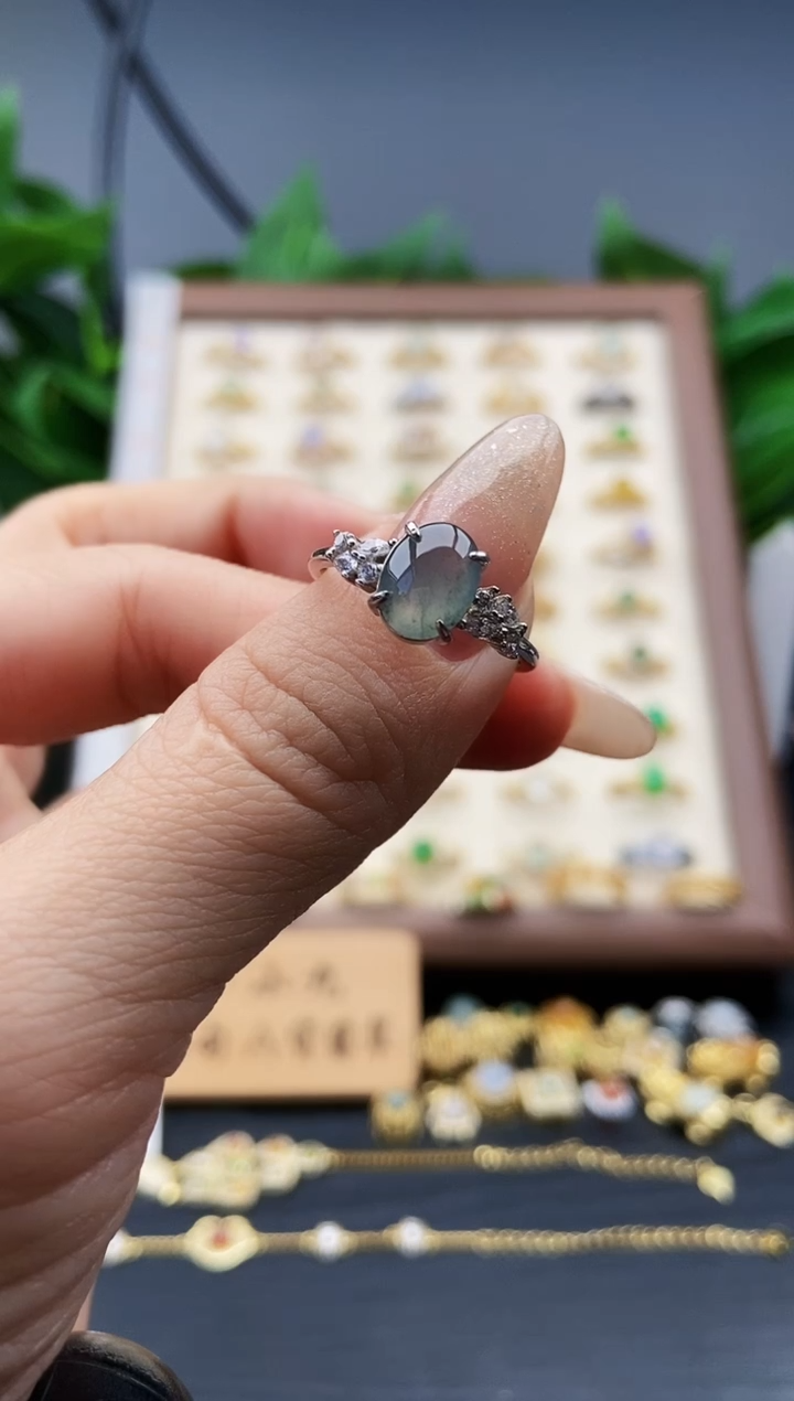 银S925镶嵌戒指翡翠12