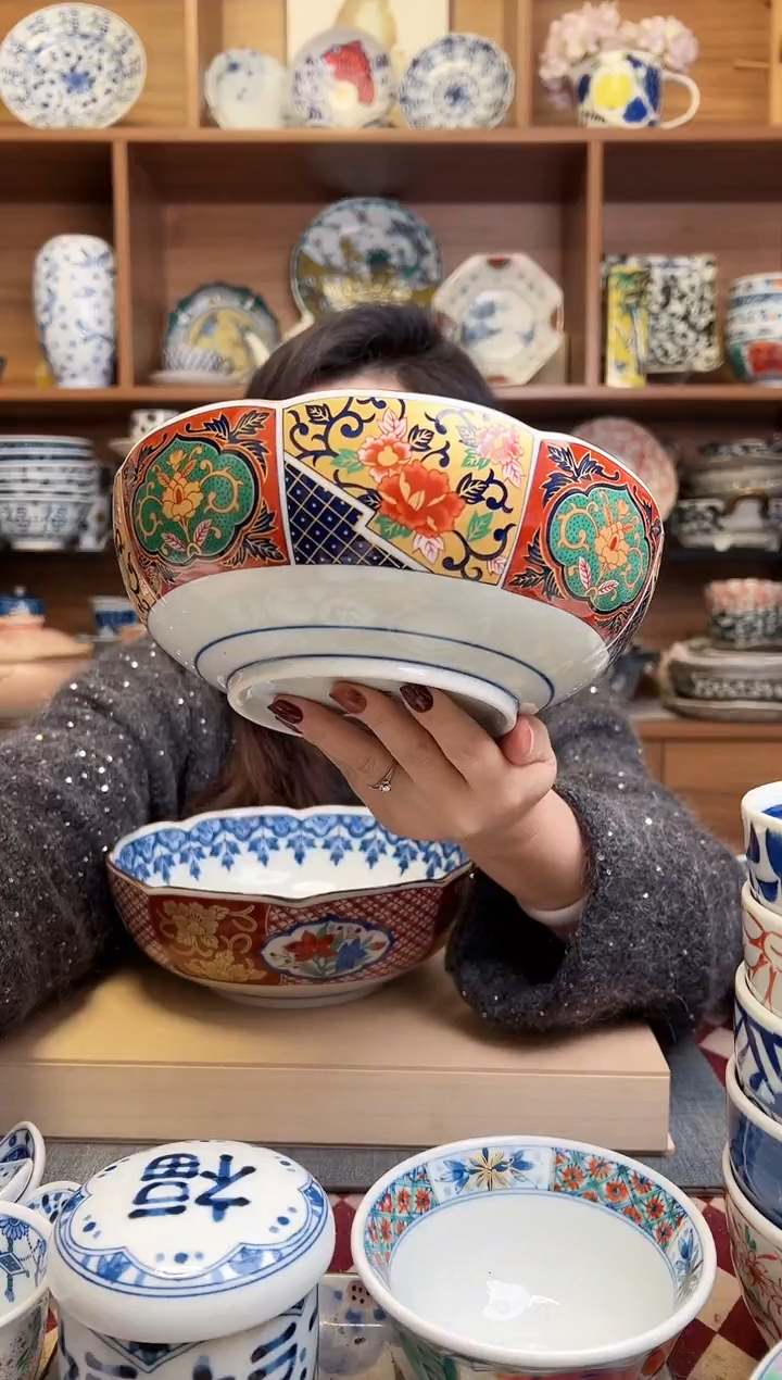 金彩古伊万里20.5cm花边钵