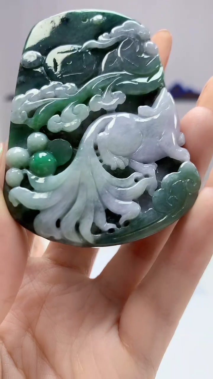 【闪购商品】定制翡翠未镶嵌4902DD-毛货挂件158