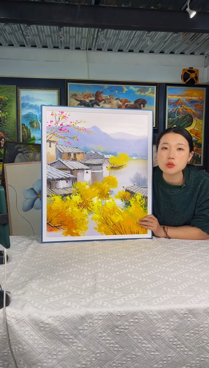 【闪购商品】油画50号 50*60 山村-手绘油画
