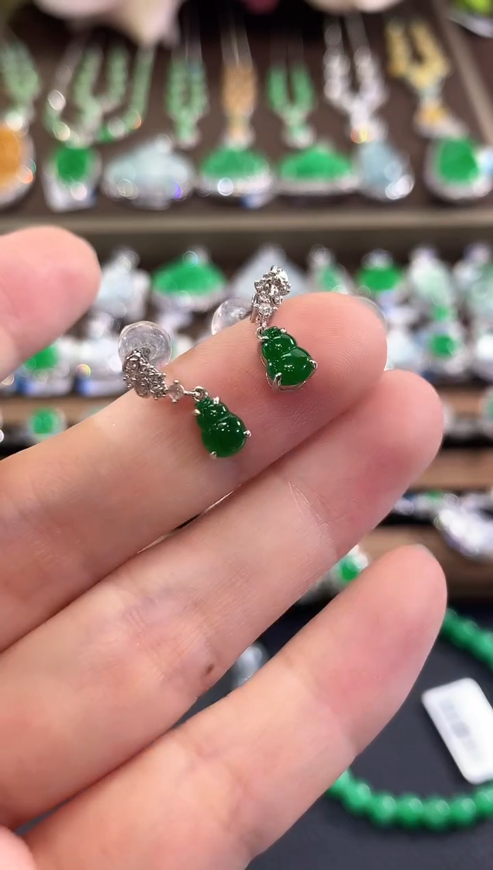 18K金镶嵌翡翠耳饰b77多样性一件发货