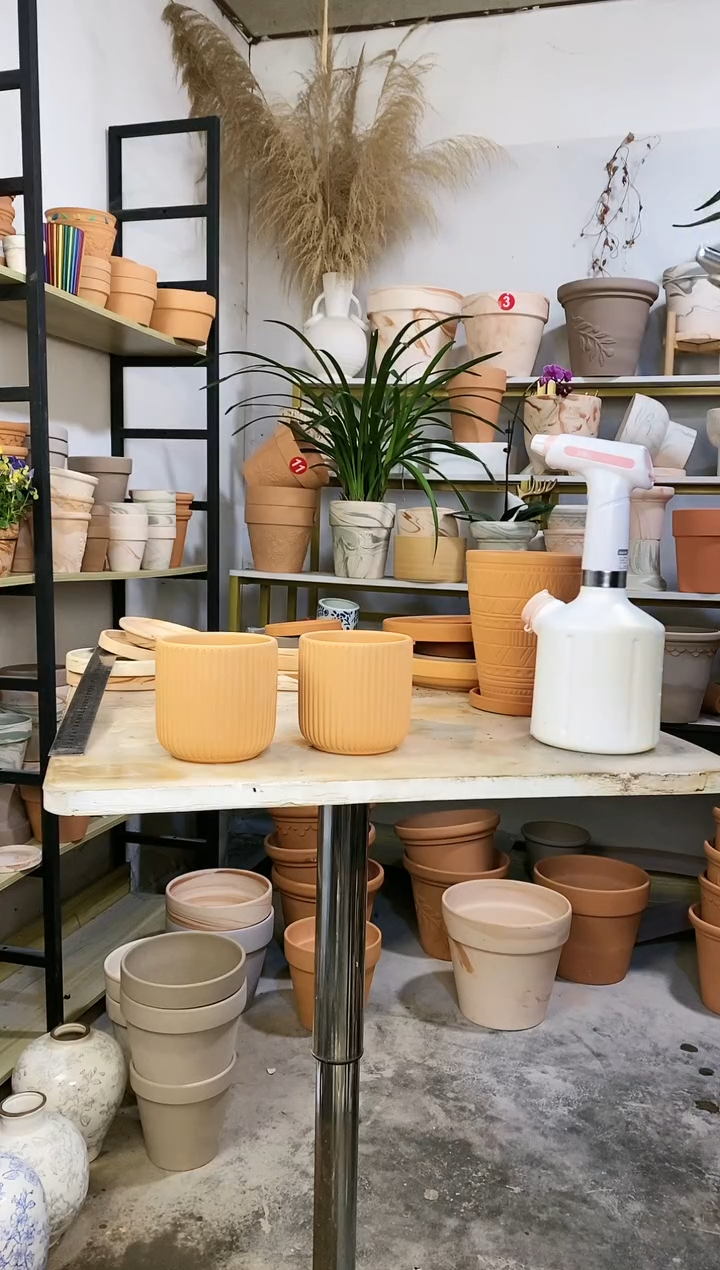 【闪购商品】红陶10*10红陶竖纹直筒 2盆无托