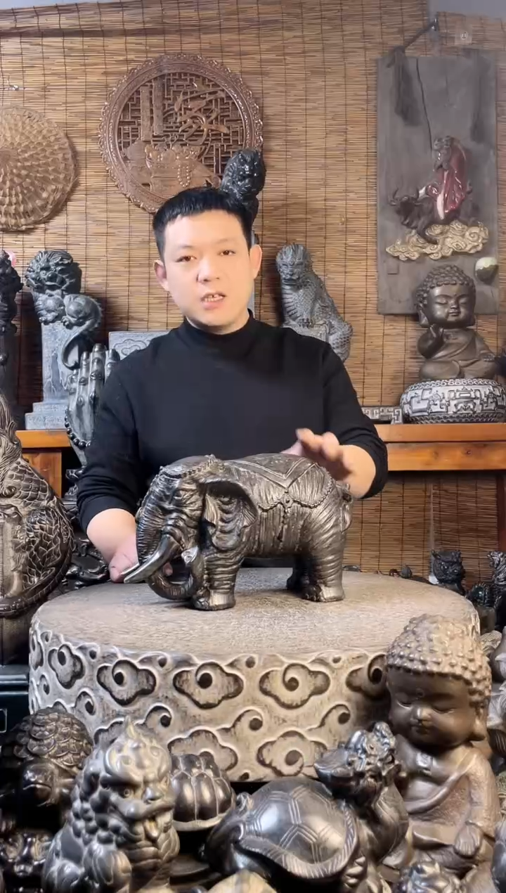 【闪购商品】33仿生态大象天然青石雕刻