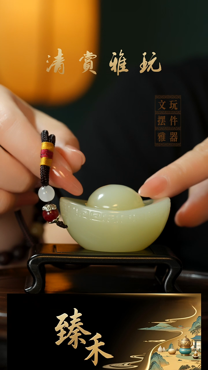 玉《元宝》玉石手把件