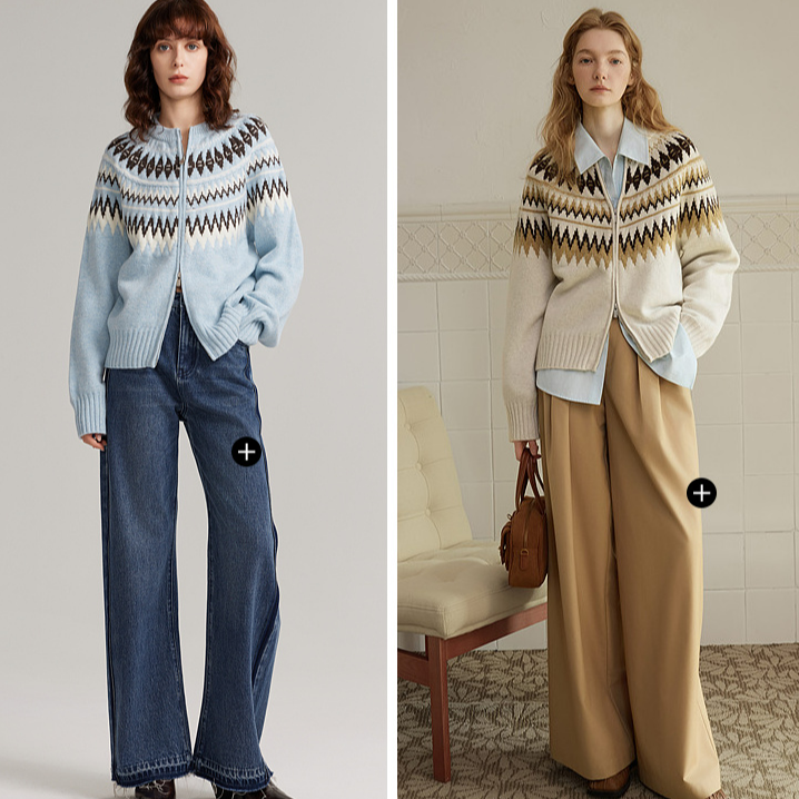 ELLE【100%绵羊毛】设计感气质毛衣2024冬季新款欧若风长袖EM40297