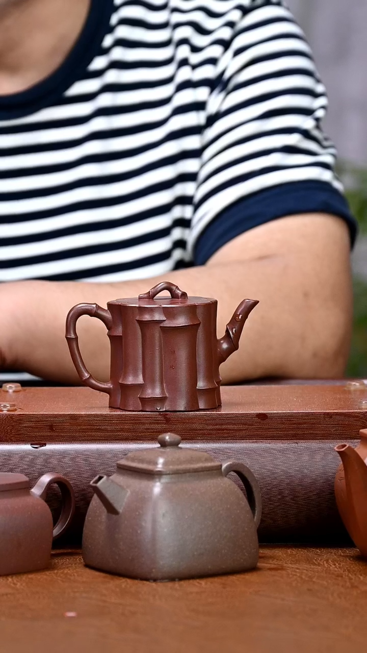 茶壶紫砂林****馆全手工竹节壶