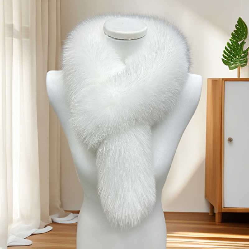 100%真狐狸毛女围巾新款爆款冬季保暖洋气时尚百搭纯色【圆柱款6】