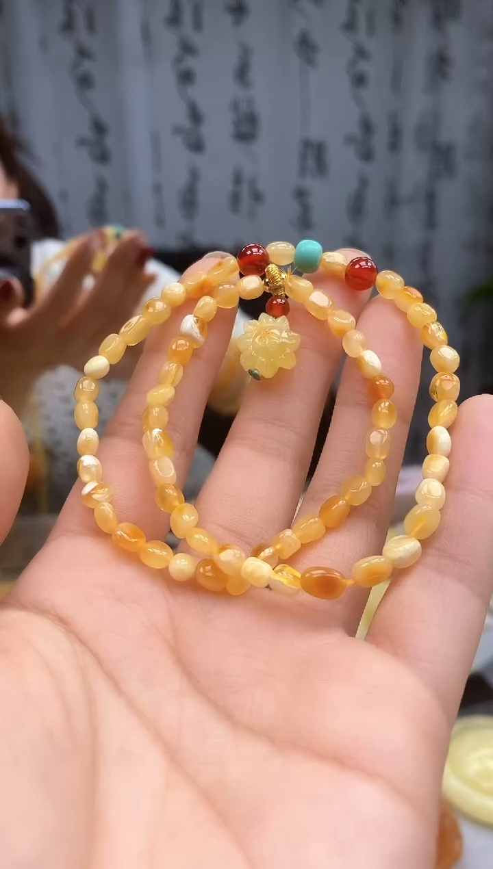 【闪购商品】琥珀裸石未镶嵌双圈