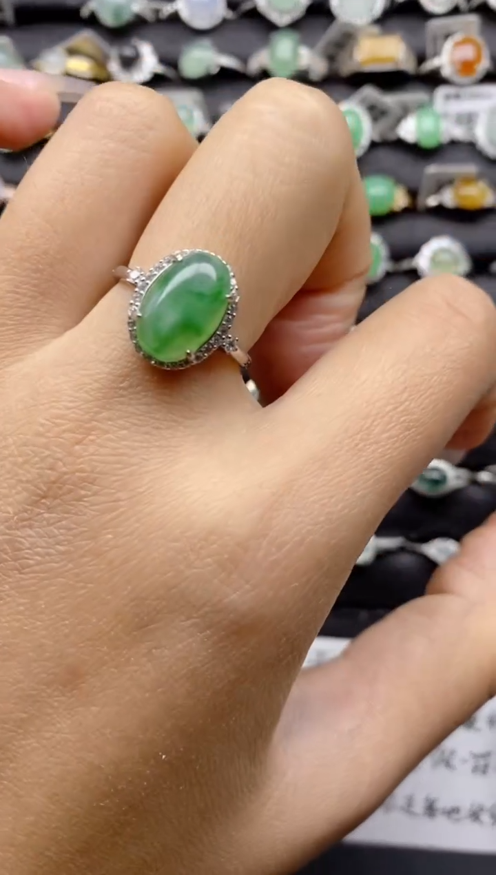 【闪购商品】翡翠戒指银S925镶嵌S925银镶嵌翡翠戒指