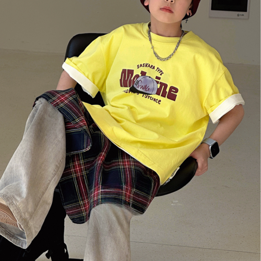 【杨少华服饰】男童夏季圆领T恤字母印花休闲美式帅气宽松2920