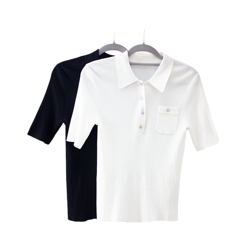 【Minority Focus】带兜翻领短袖针织衫F1096