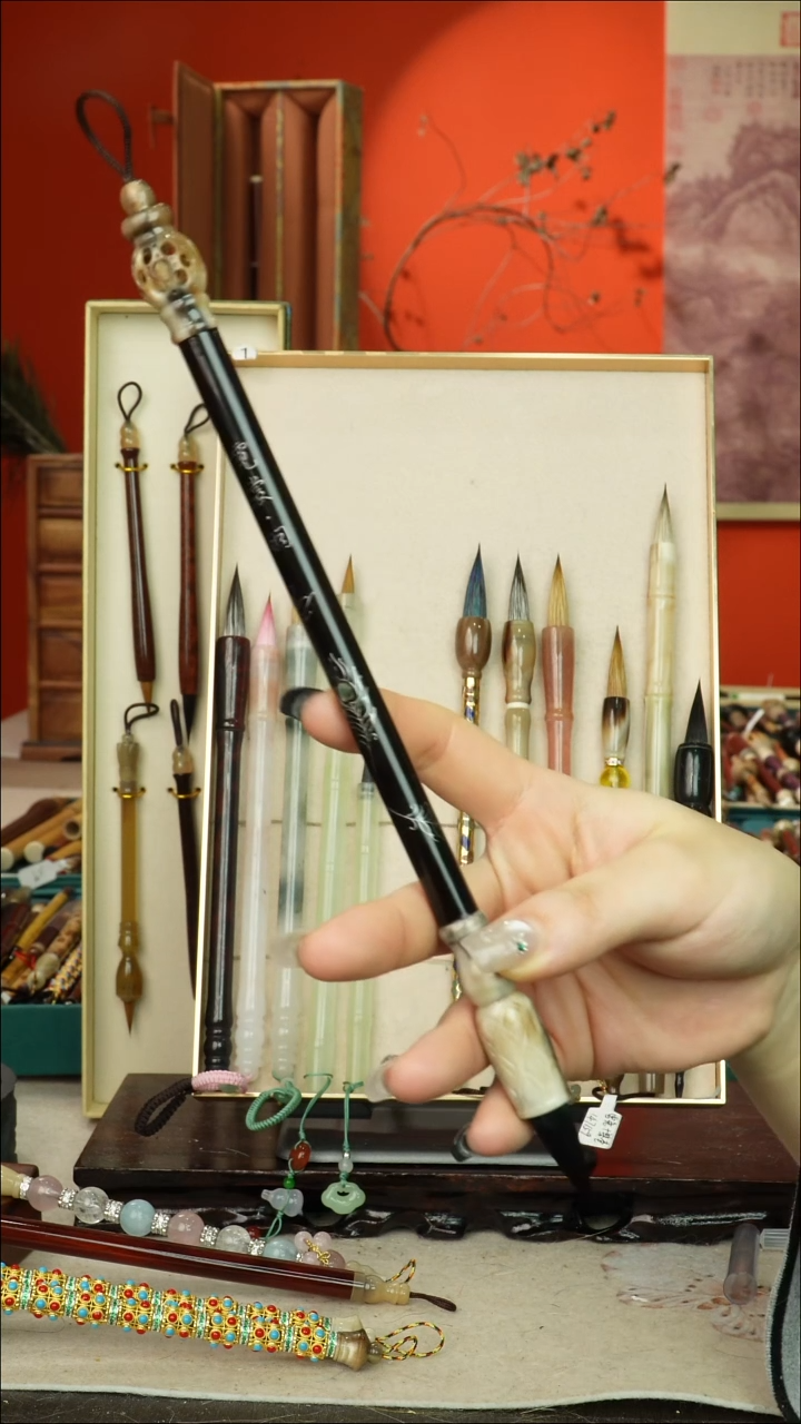 153号闪孤品高货毛笔链接 清水试笔 蘸墨不退