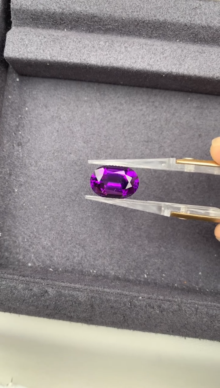 未镶嵌珠宝半成品紫晶一***猫5.5ct紫水晶 定制  GE