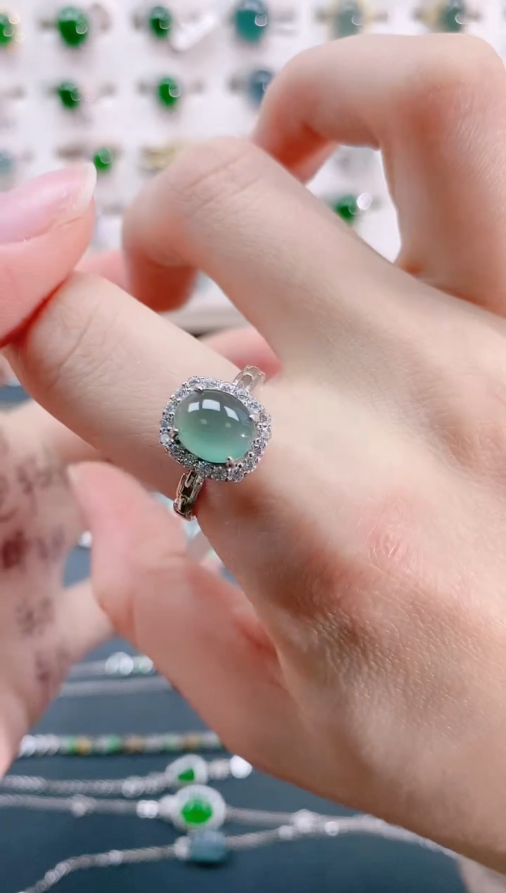 【闪购商品】翡翠戒指银S925镶嵌天然翡翠
