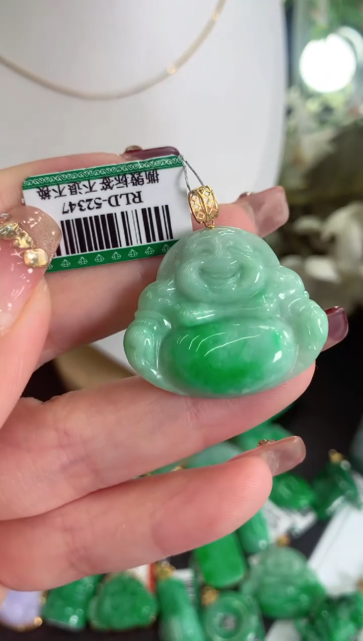 【闪购商品】翡翠吊坠(不含链)18K金镶嵌挂件
