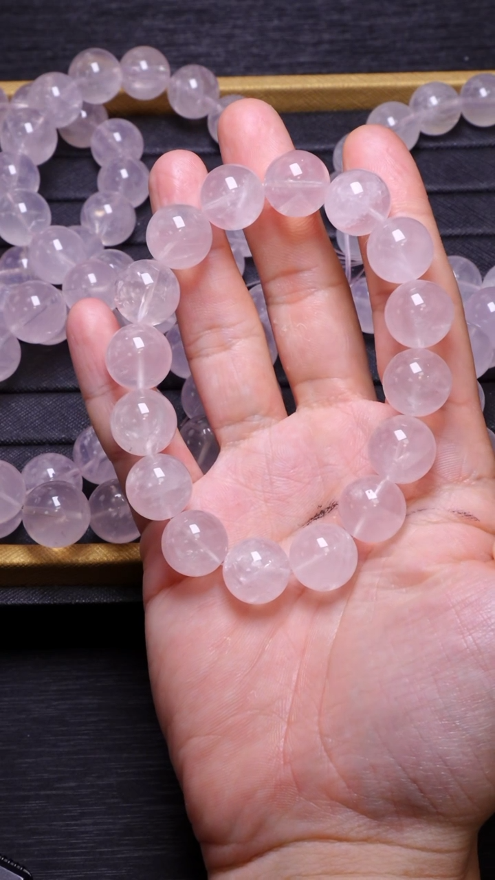 【闪购商品】水晶单圈未镶嵌Q022蜜桃粉晶单圈13mm