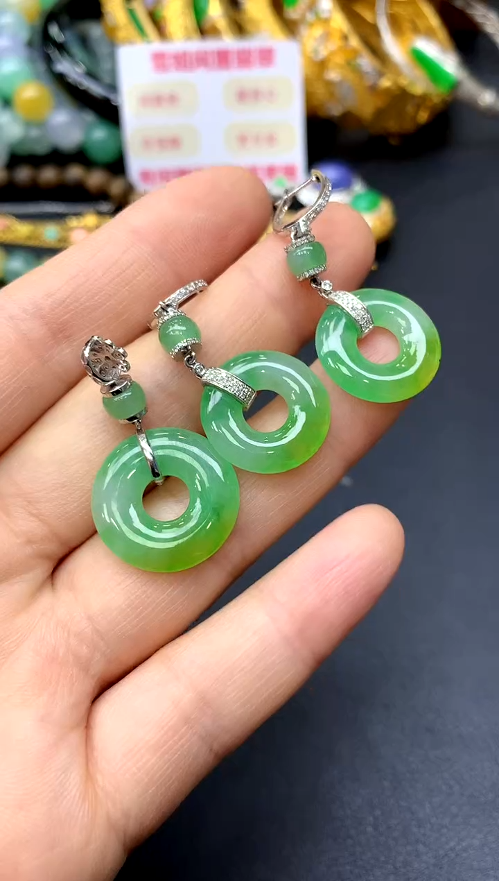 18K金镶嵌翡翠耳饰256-中国好珍宝  套装