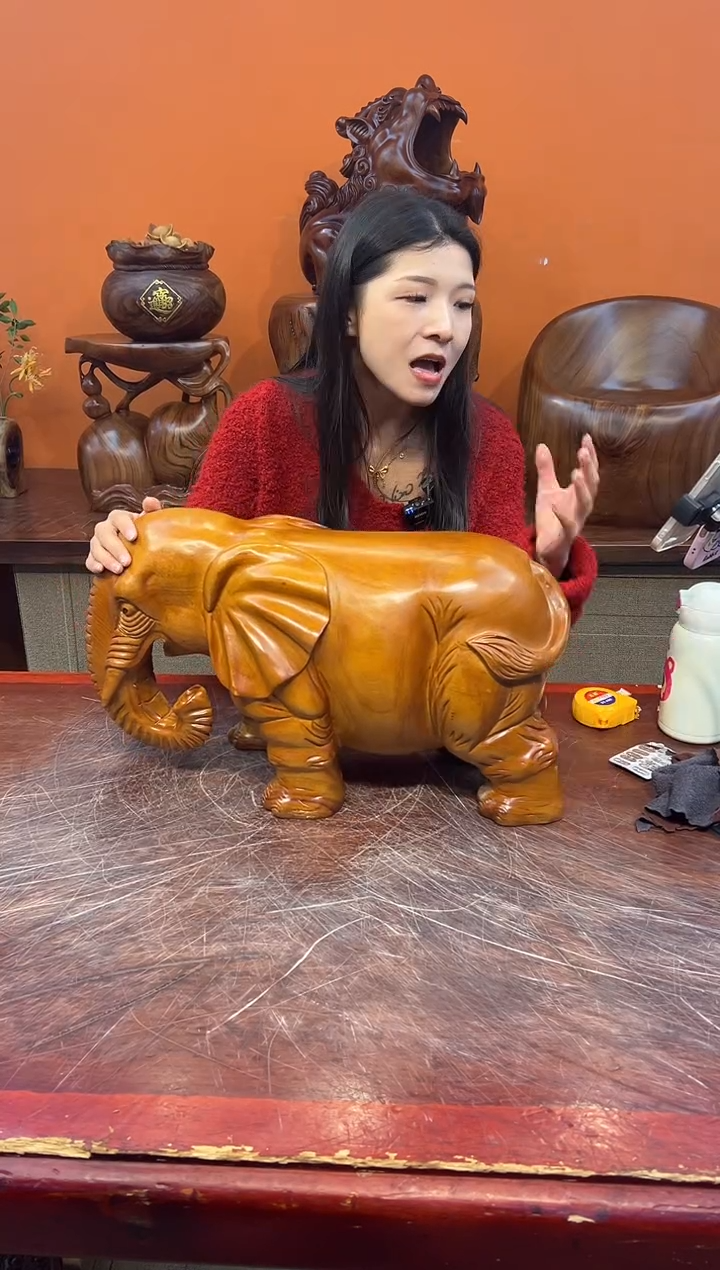 【闪购商品】稳定木实木创意大象摆件