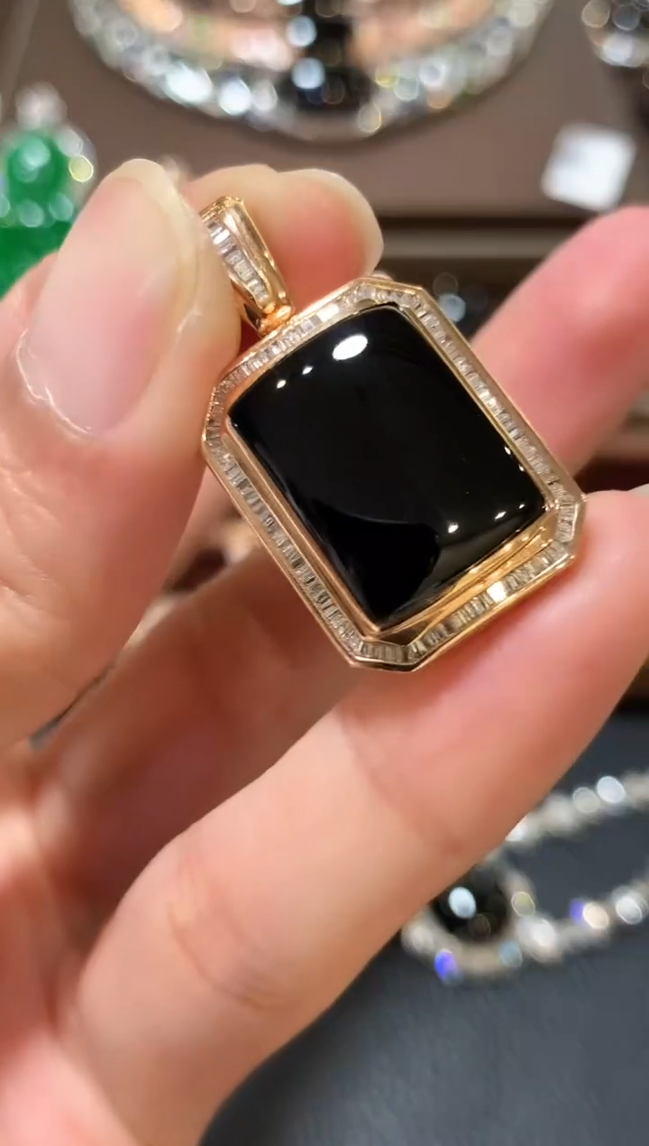 吊坠(不含链)18K金镶嵌翡翠m207 