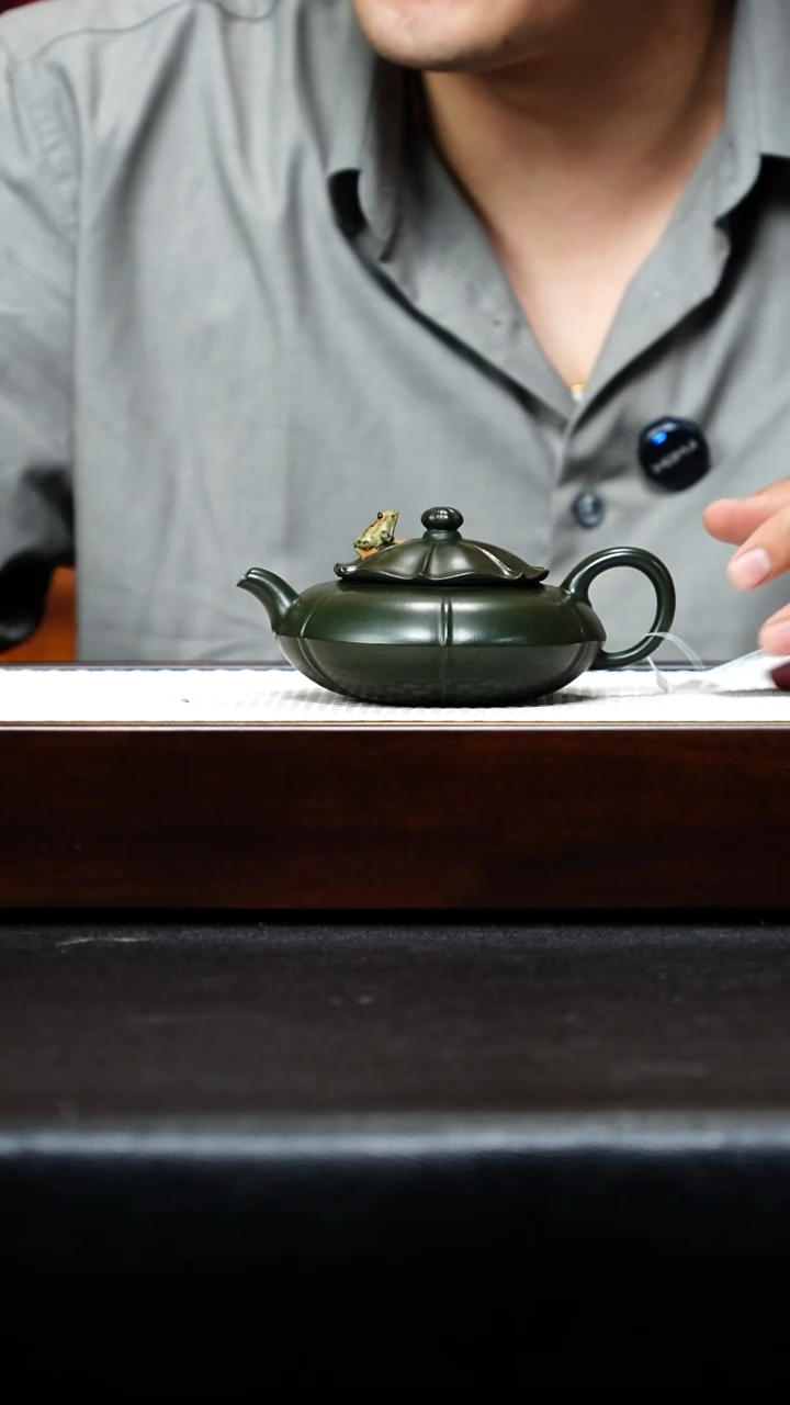 茶壶紫砂宜兴紫砂 青蛙莲子 绿泥 柳用江 h088