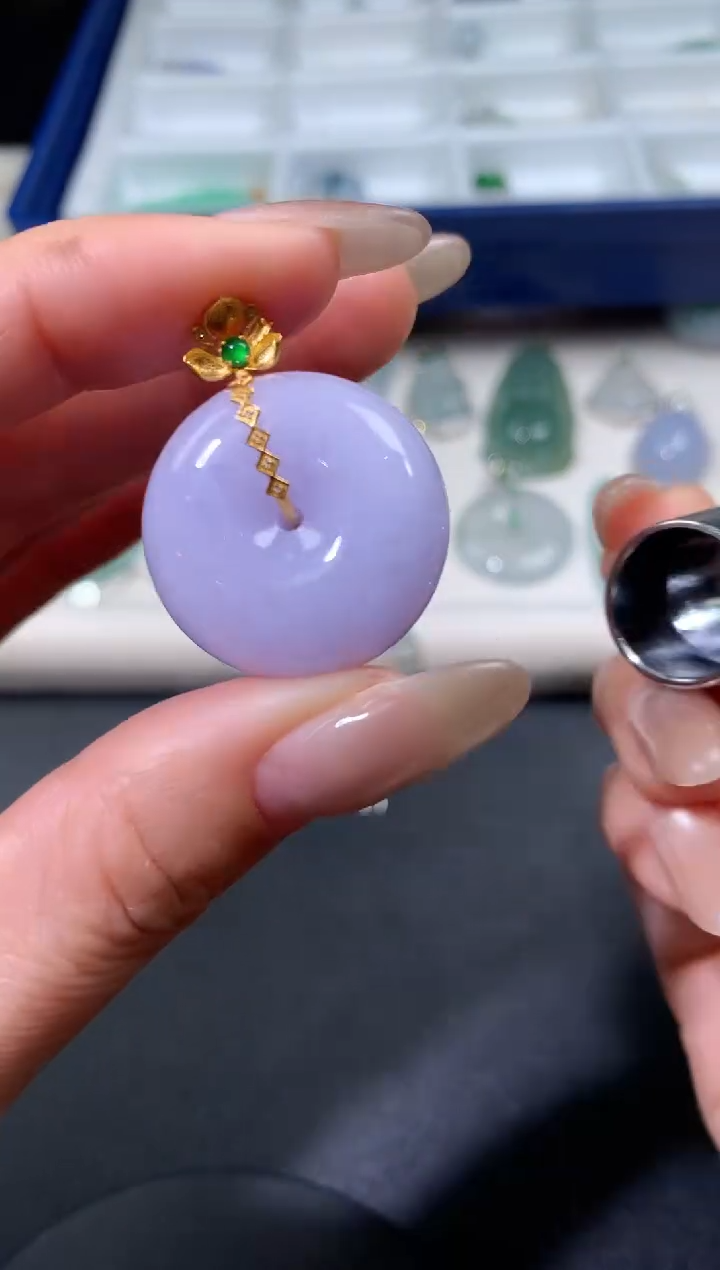 吊坠(不含链)18K金镶嵌翡翠翡翠