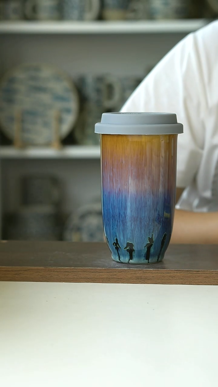 微瑕窑变极光带盖随身杯430Ml@4-2@
