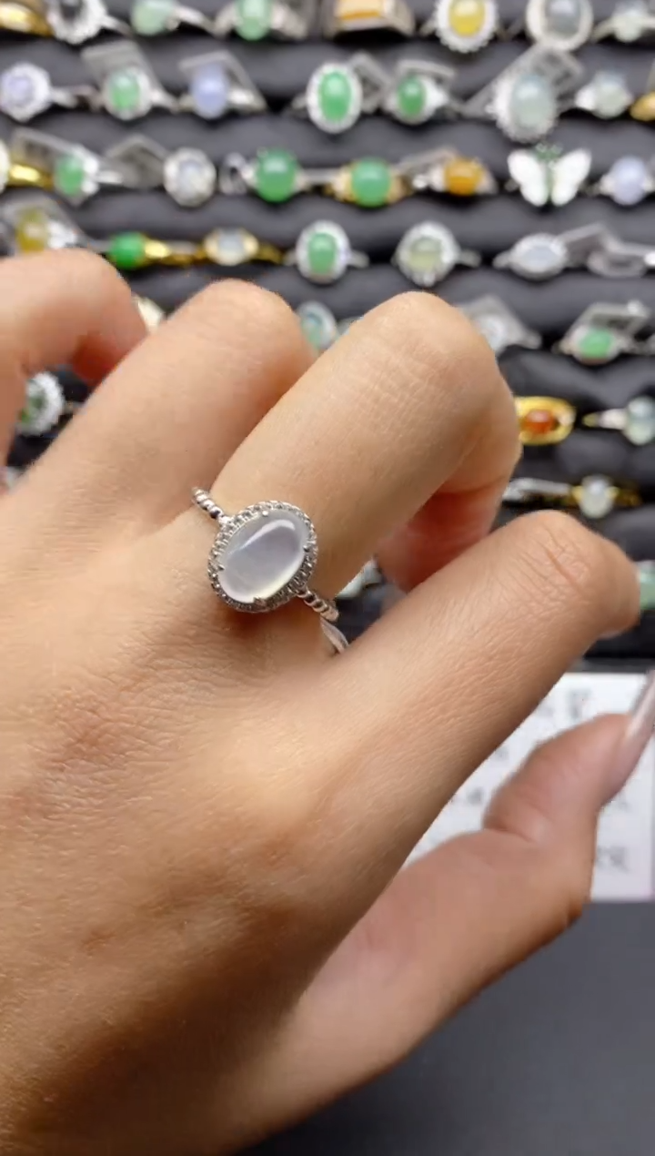 【闪购商品】翡翠戒指银S925镶嵌 S925银镶嵌翡翠戒指