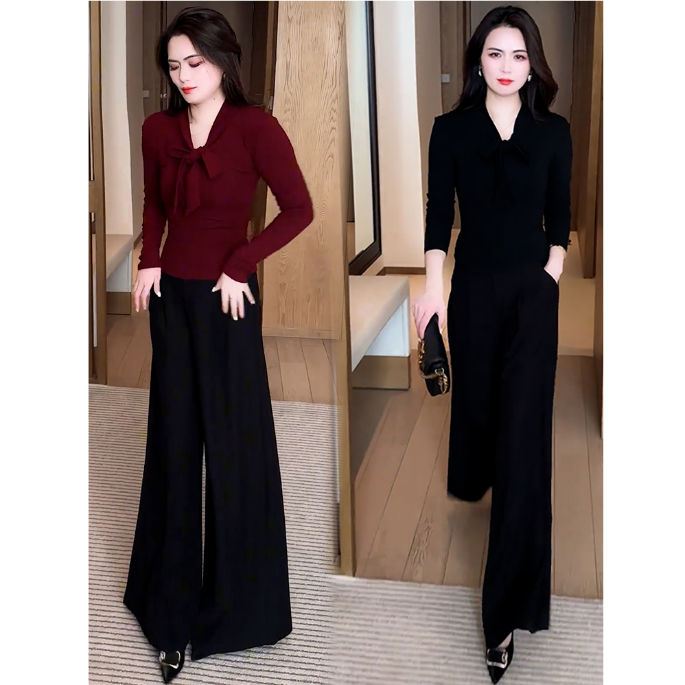 纯欲风性感蝴蝶结系带长袖T恤女2025冬季新款设计感修身显瘦上衣