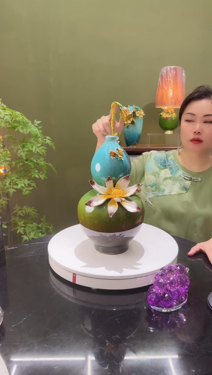 合金珐琅彩 荷花葫芦 大