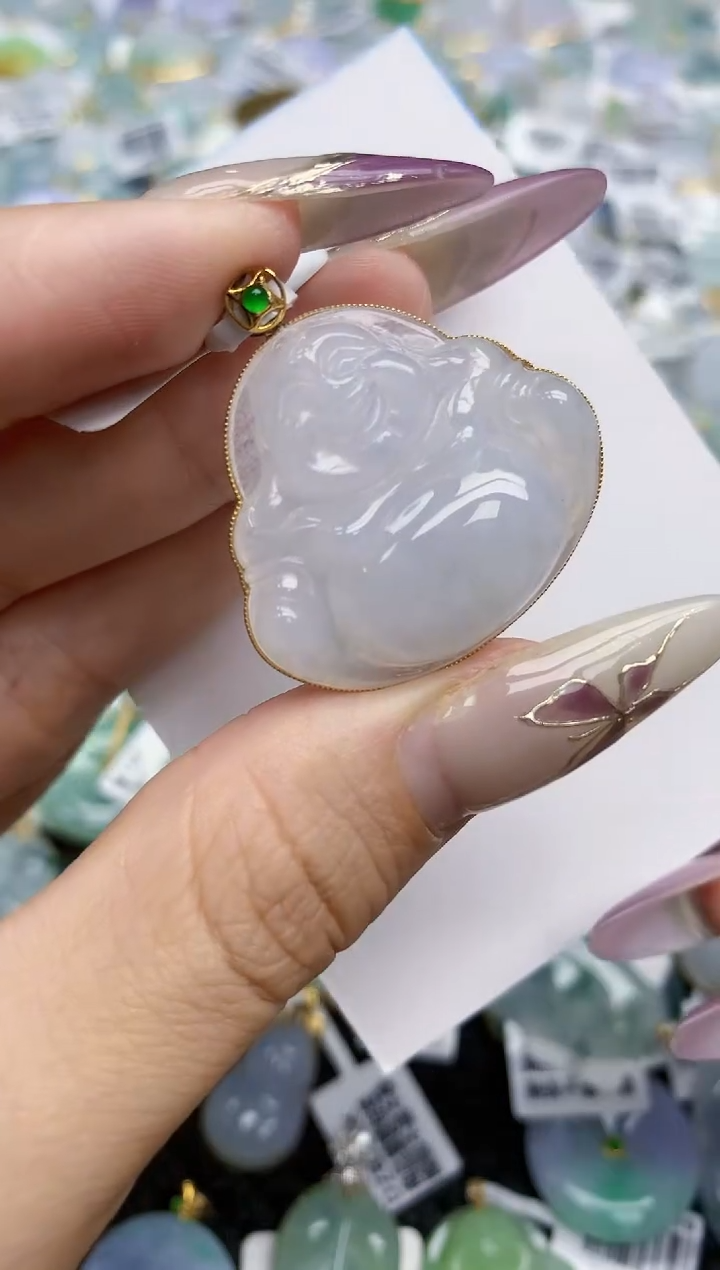 翡翠挂件18K金镶嵌178   天然翡翠A货