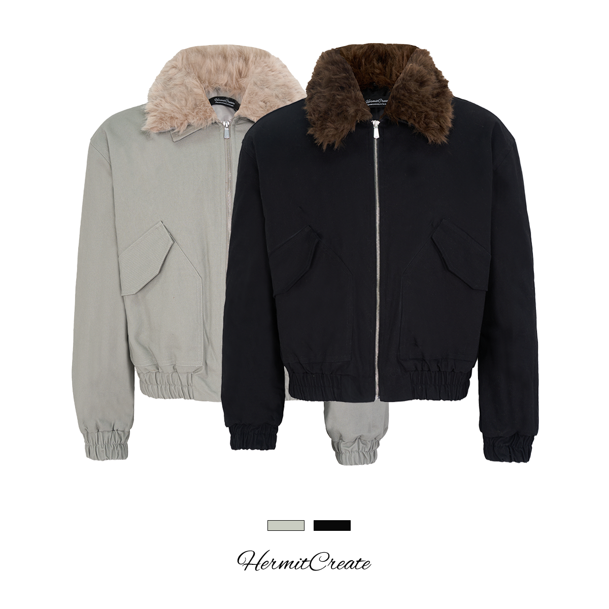 HC/HermitCreate羚羊棉衣 可拆卸毛领 夹克雕毛外套 Cleanfit街头