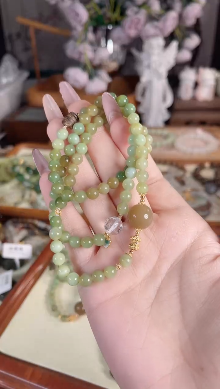 银S925镶嵌手链和田玉多样性发其一孤品默认微瑕